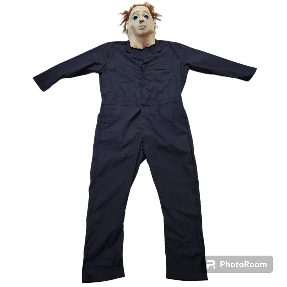 Michael Myers Halloween Costume Complete With Mask And Coveralls 2XL Navy Blue